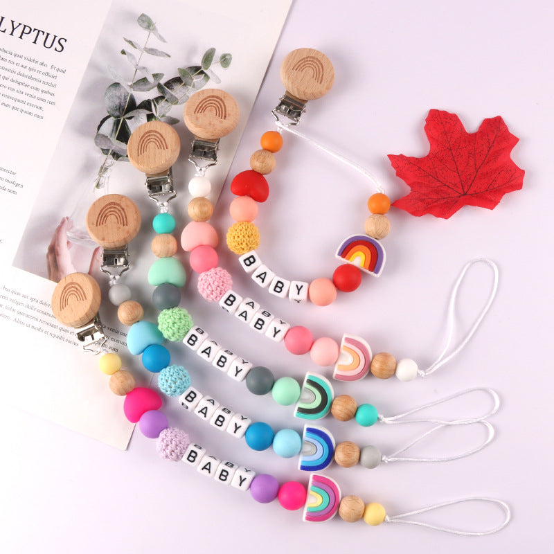 3pcs 3pcs Rainbow Beech Clip Pacifier Cadena Cadena Anti-Drop Clip